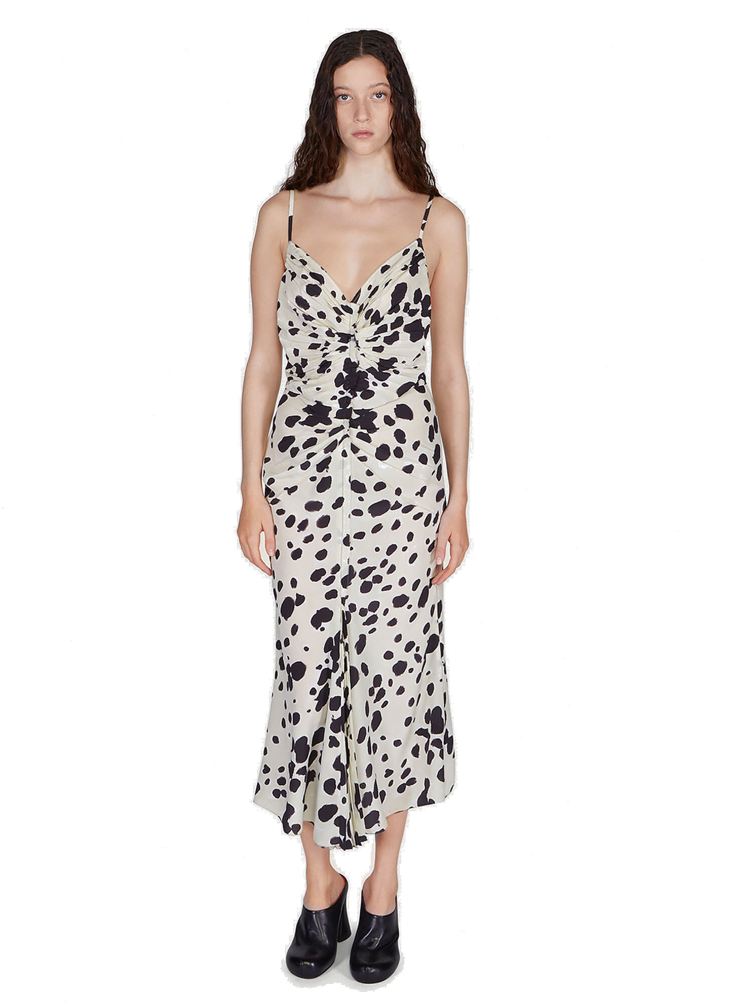 Gathered Slip Dress in White Marni