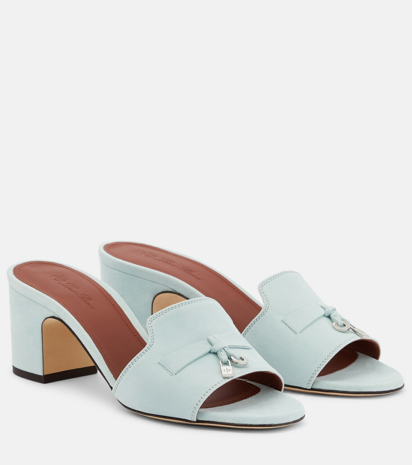 Loro Piana Beige White Suede Charms Walk Flat Mules
