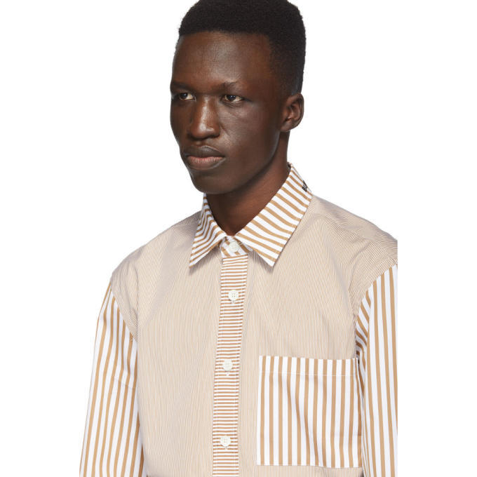 Burberry Tan and White Striped Shirt 