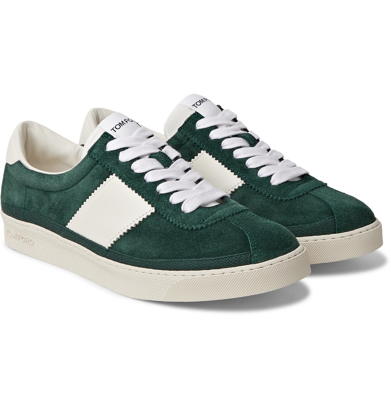 TOM FORD - Bannister Leather-Trimmed Suede Sneakers - Green TOM FORD