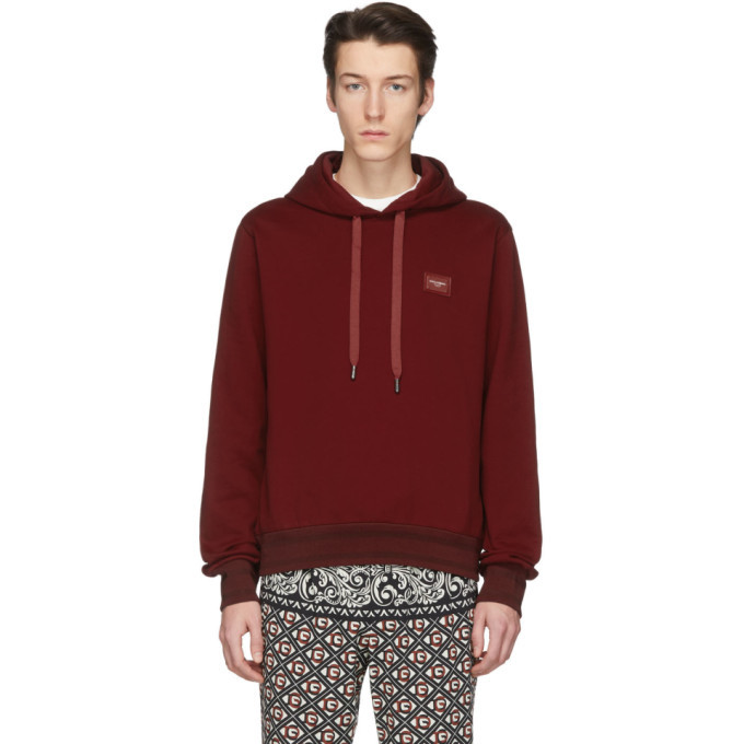 Dolce and Gabbana Red Branded Plate Hoodie Dolce & Gabbana