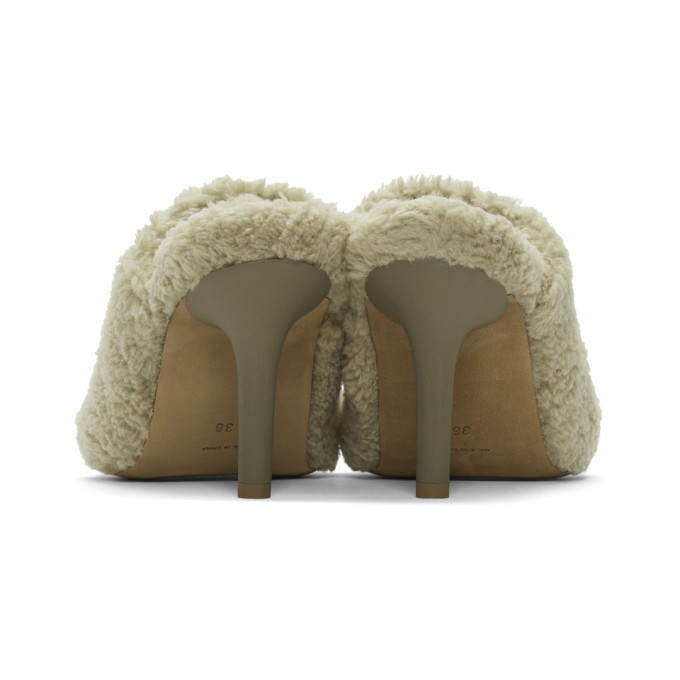 yeezy faux shearling heeled sandals