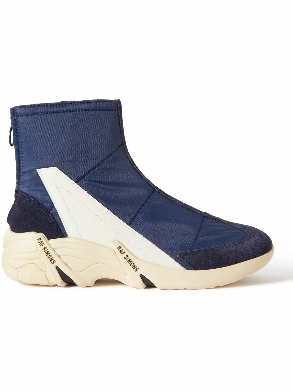 Photo: Raf Simons - Cylon 22 Quilted Nylon, Leather and Suede Boots - Blue