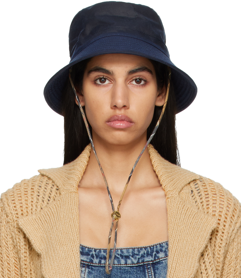 Chloé Navy Barbour Edition Quilted Bucket Hat