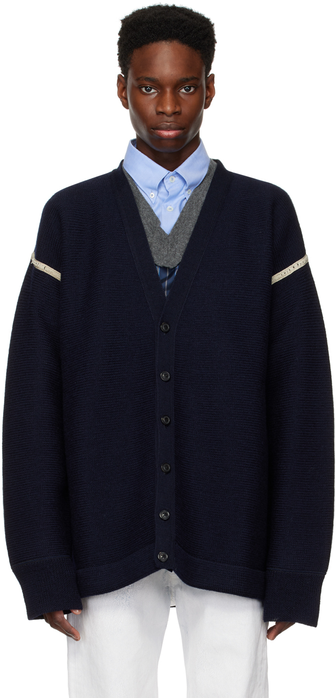 Maison Margiela Navy Reversed Cardigan Maison Margiela