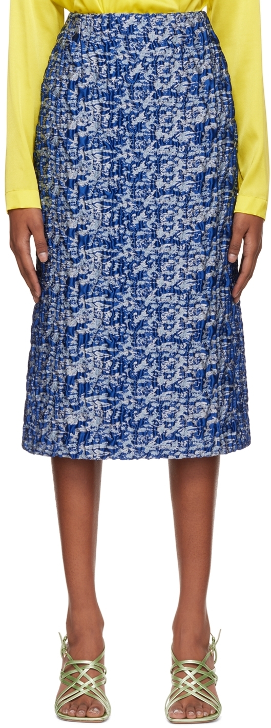 Dries Van Noten Blue Salby Midi Skirt Dries Van Noten