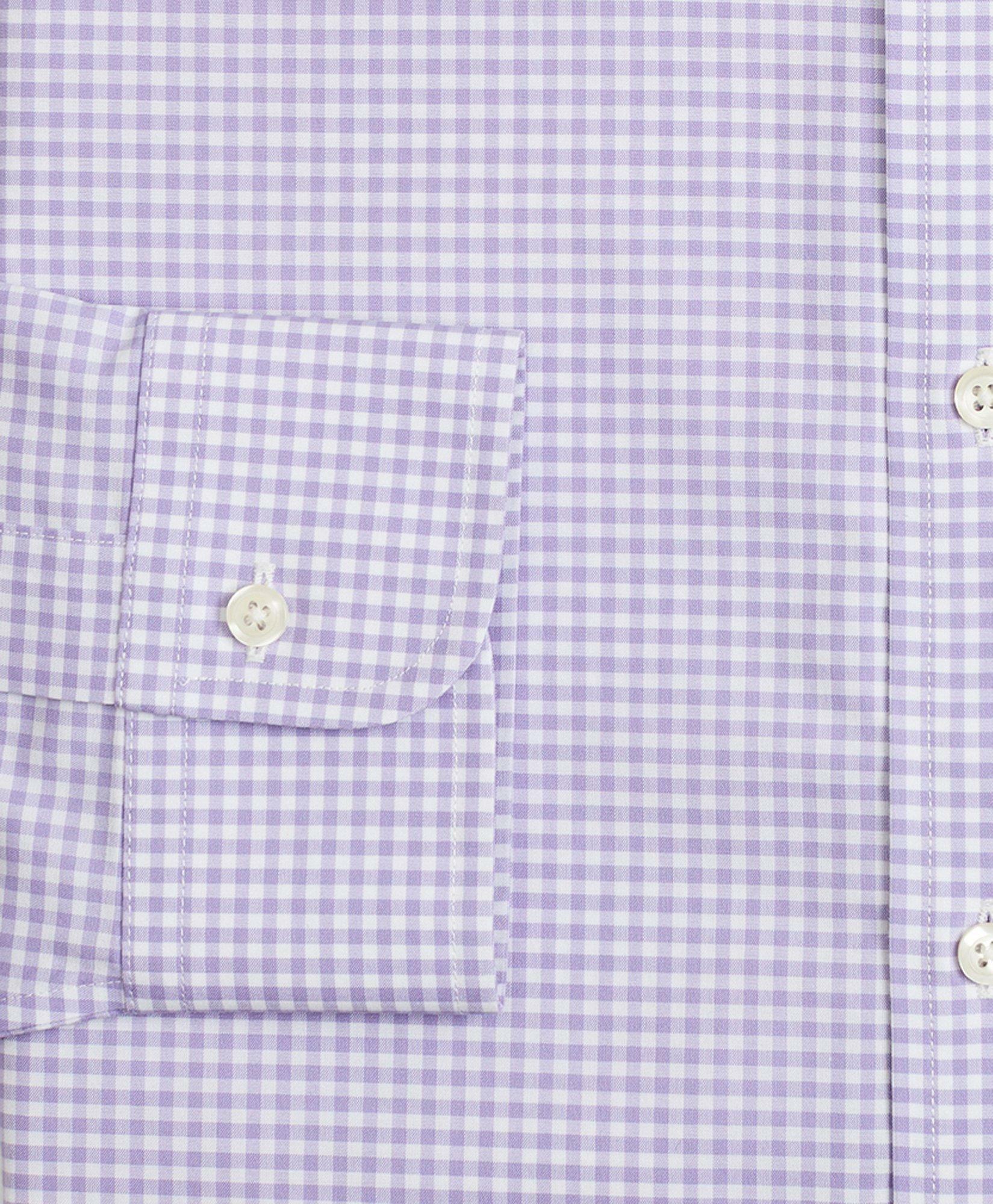 Brooks Brothers Men's Stretch Regent Regular-Fit Dress Shirt, Non-Iron Poplin English Collar Gingham | Lavender