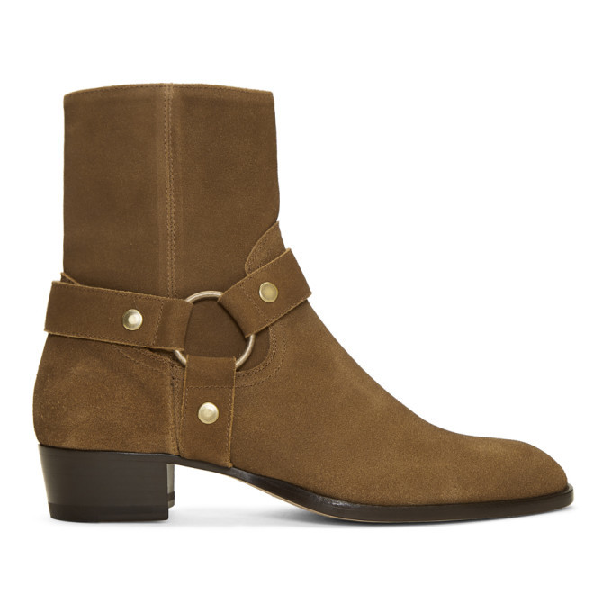 saint laurent wyatt harness boots brown