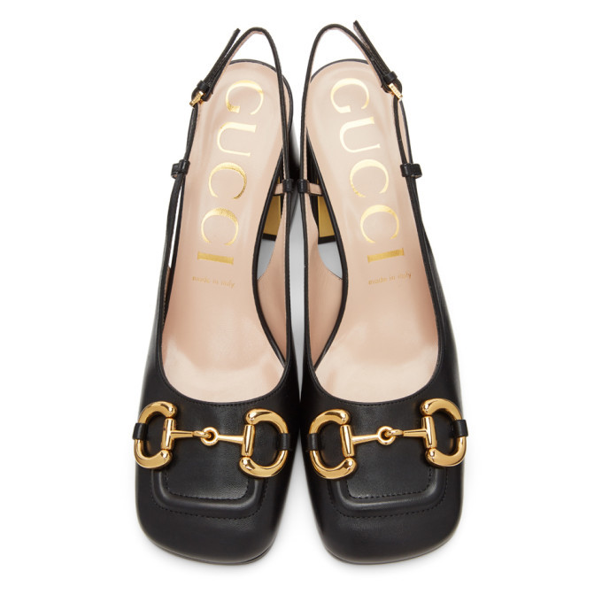 Gucci Black Horsebit Slingback Mid Heels Gucci