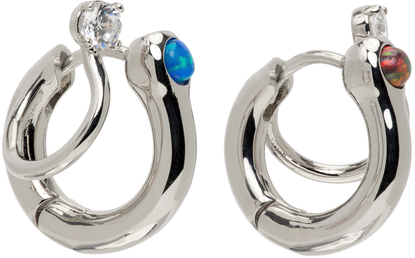 Panconesi Silver Opal Stellar Hoops Panconesi