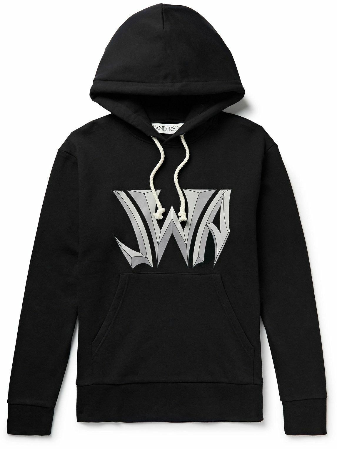 Photo: JW Anderson - Logo-Print Cotton-Jersey Hoodie - Black