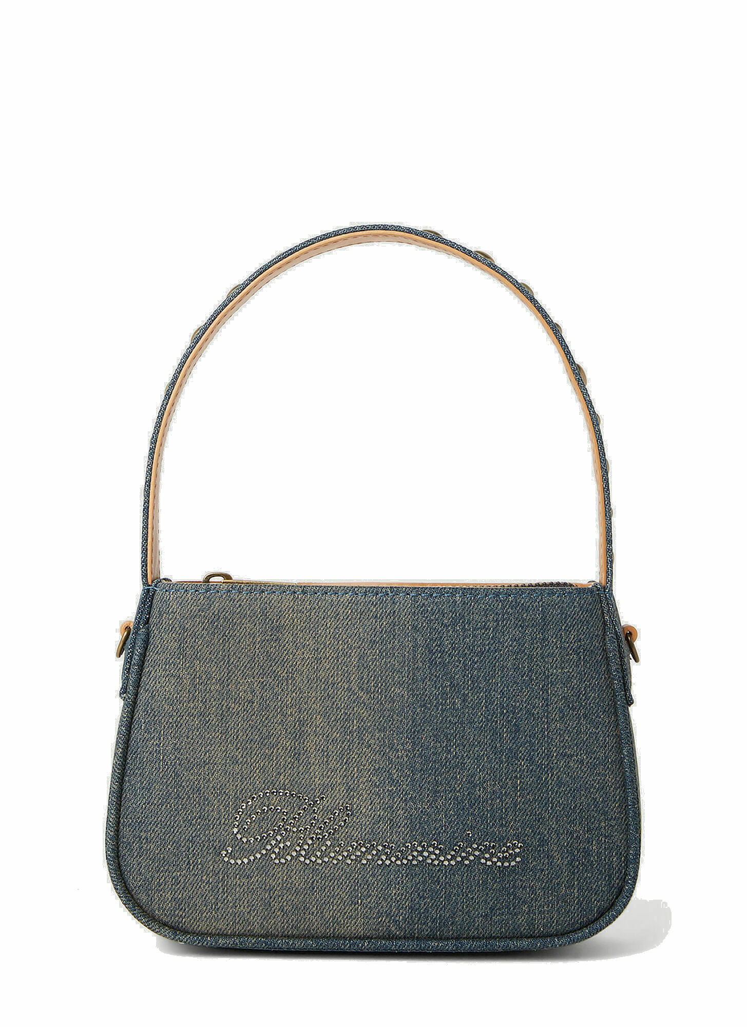 Blumarine - Logo Embellished Shoulder Bag in Blue Blumarine