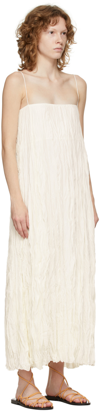 White Silk Crinkled Slip Dress Toteme