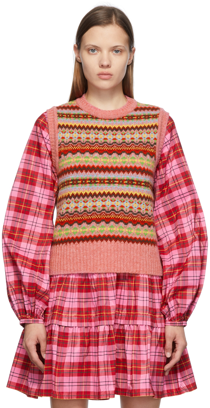 Molly Goddard Pink Fair Isle Bibi Vest Molly Goddard