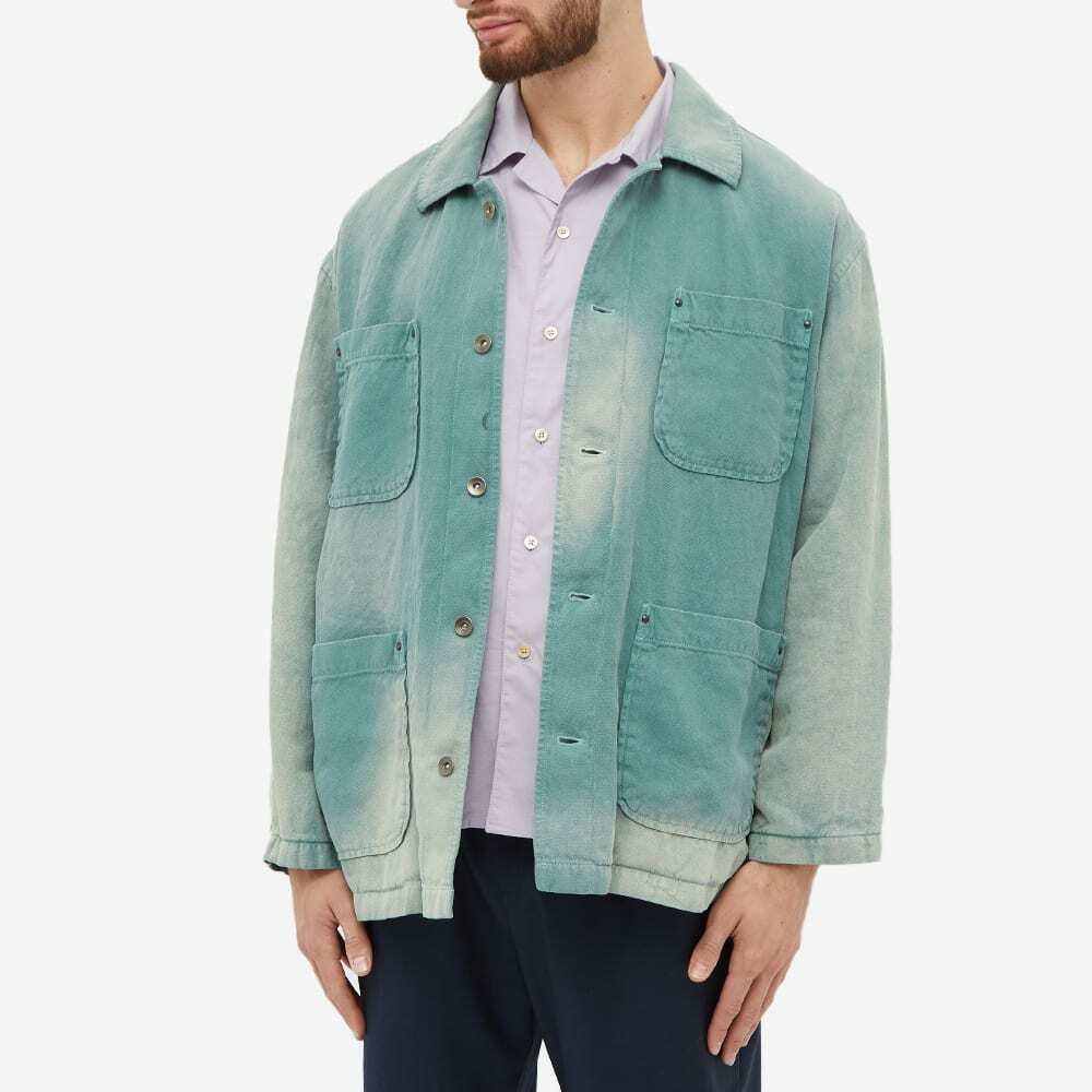 Auralee Men's Duck Canvas Work Jacket in Faded Green Auralee