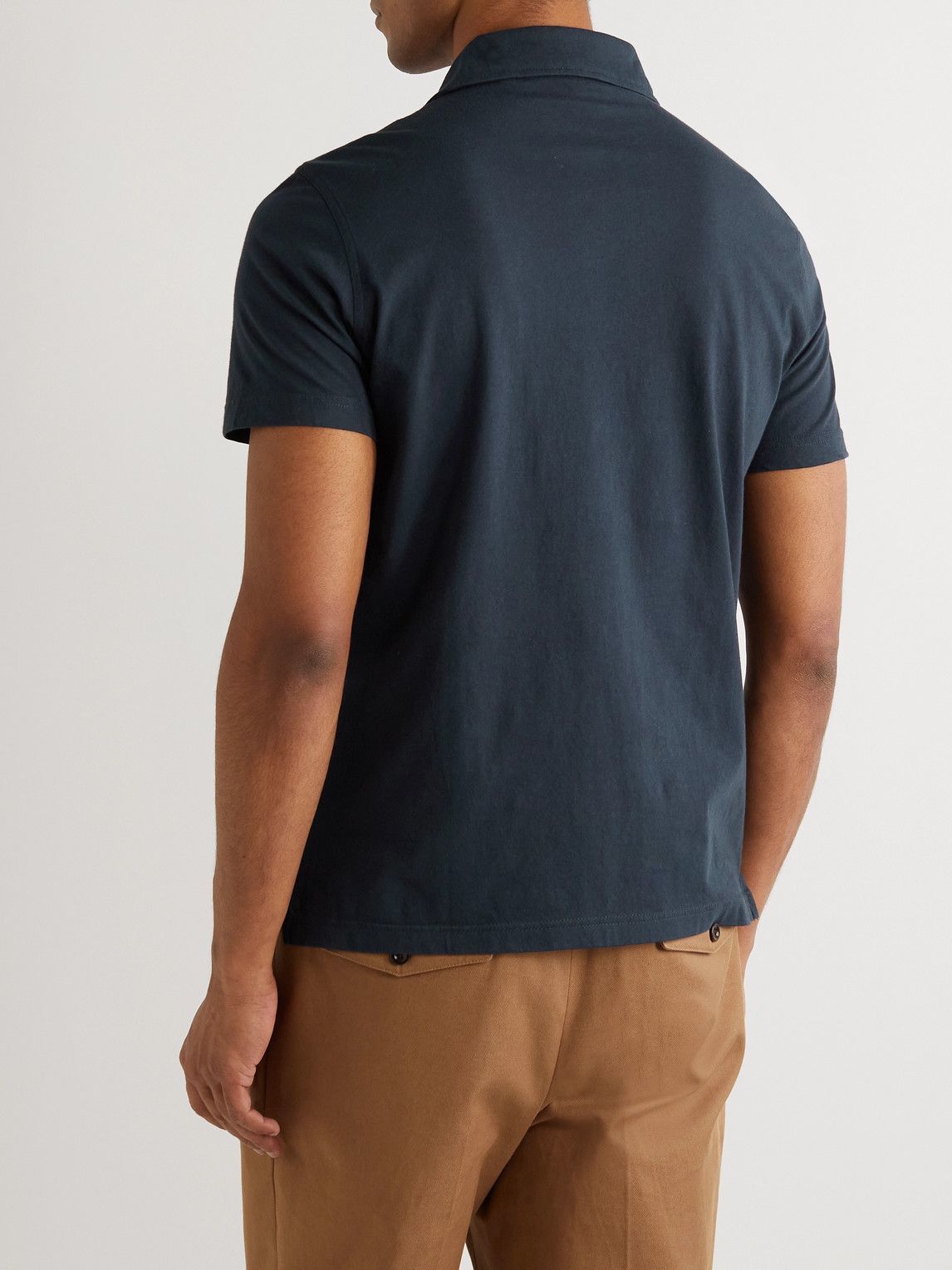 Aspesi - Cotton-Jersey Polo Shirt - Blue Aspesi