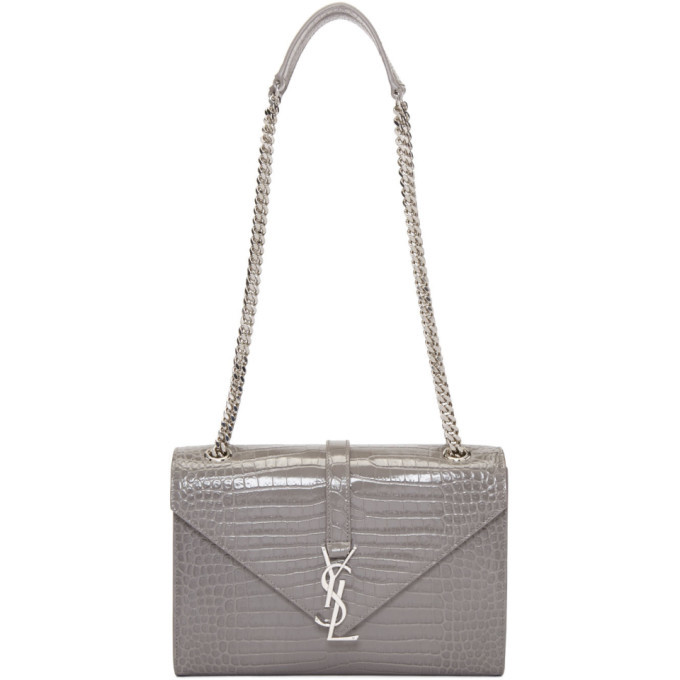 ysl grey croc bag