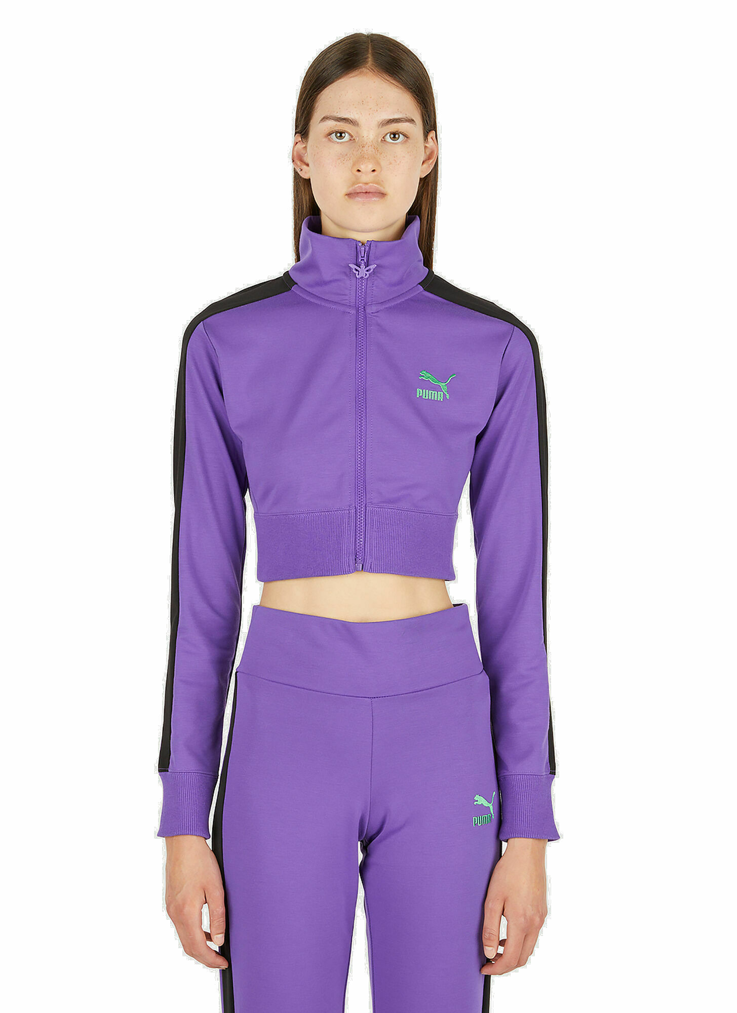 Photo: T7 Cropped Track Top in Purple