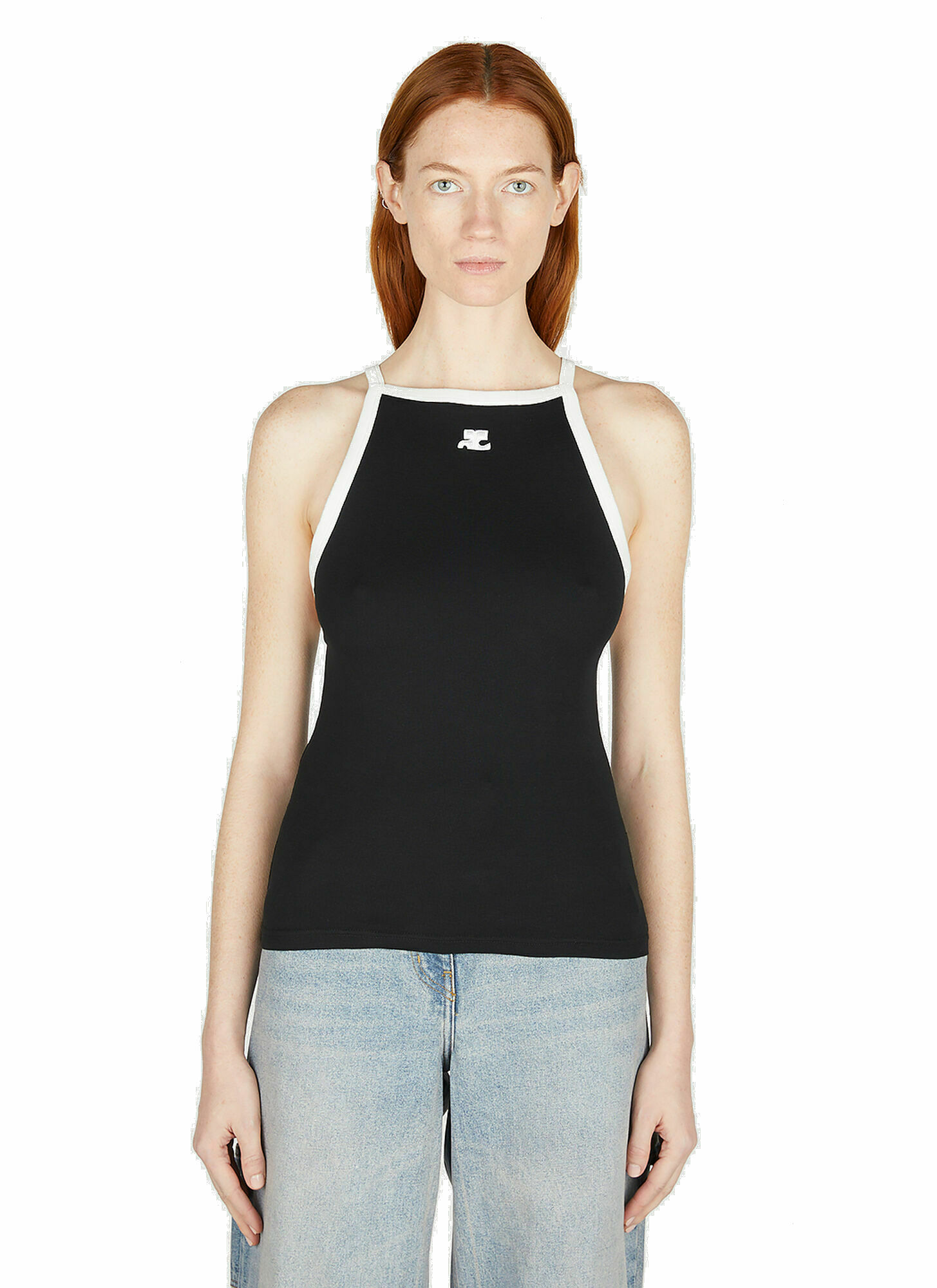 Courrèges - Contrast Trim Tank Top in Black Courreges