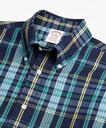 Brooks Brothers Men's Madison Relaxed-Fit Sport Shirt, Slub Cotton Dark-Blue Plaid | Dark Blue