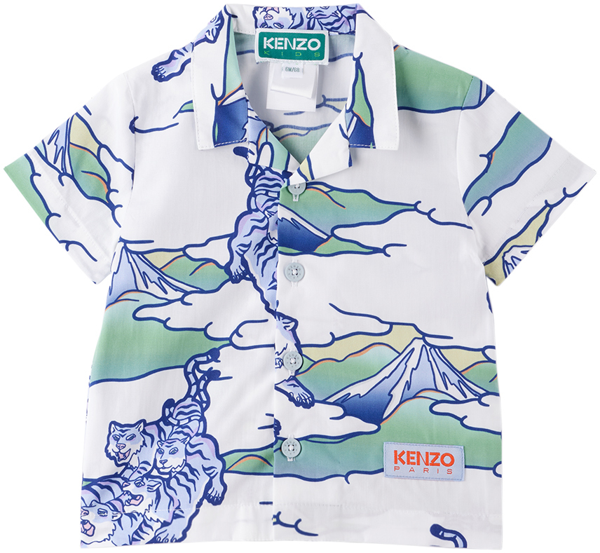 Kenzo Baby White Kenzo Paris Printed Shirt Kenzo