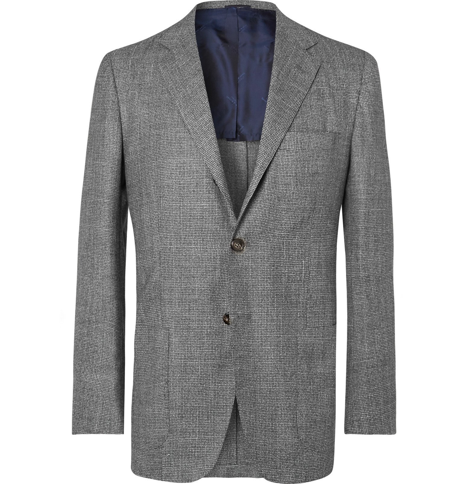 Kiton - Grey Slim-Fit Unstructured Micro-Puppytooth Cashmere, Linen and ...