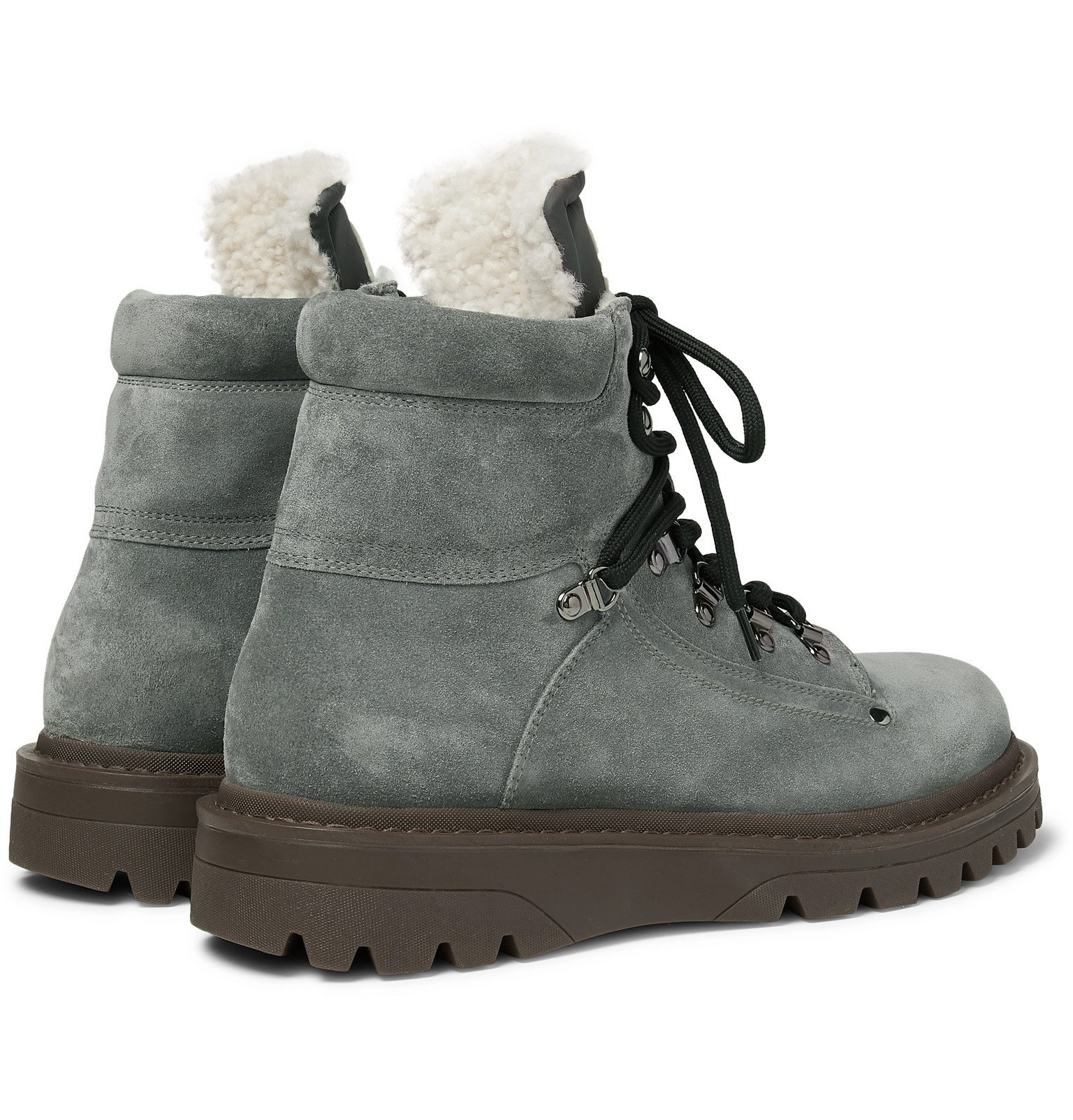 Moncler - Egide Shearling-Lined Suede Boots - Gray Moncler