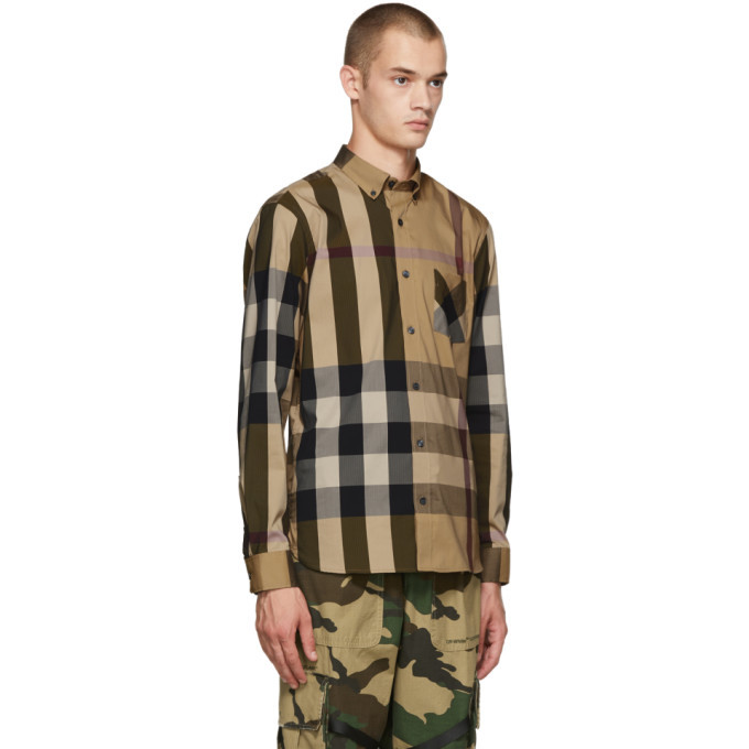 Burberry Beige Check Thornaby Shirt Burberry