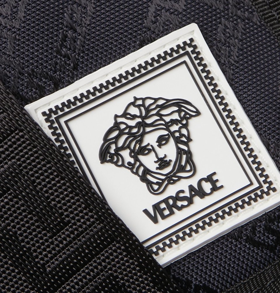 Versace - Leather-Trimmed Printed Nylon Messenger Bag - Black Versace
