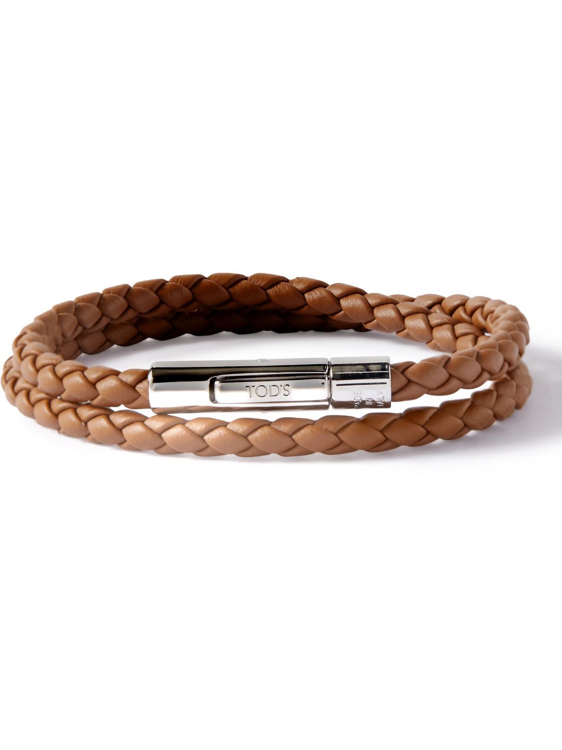 Tod's - Woven Leather and Silver-Tone Wrap Bracelet Tod's