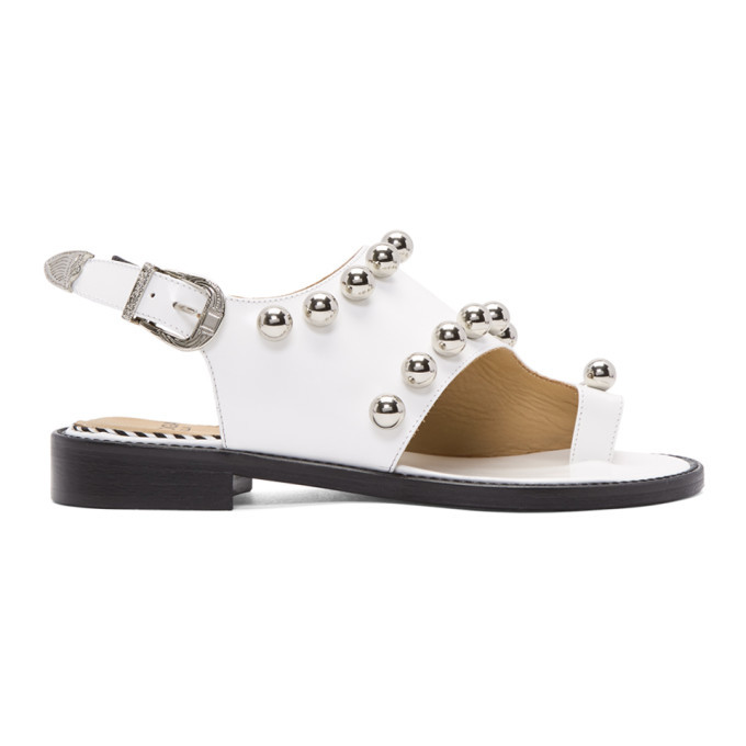 white studded sandals