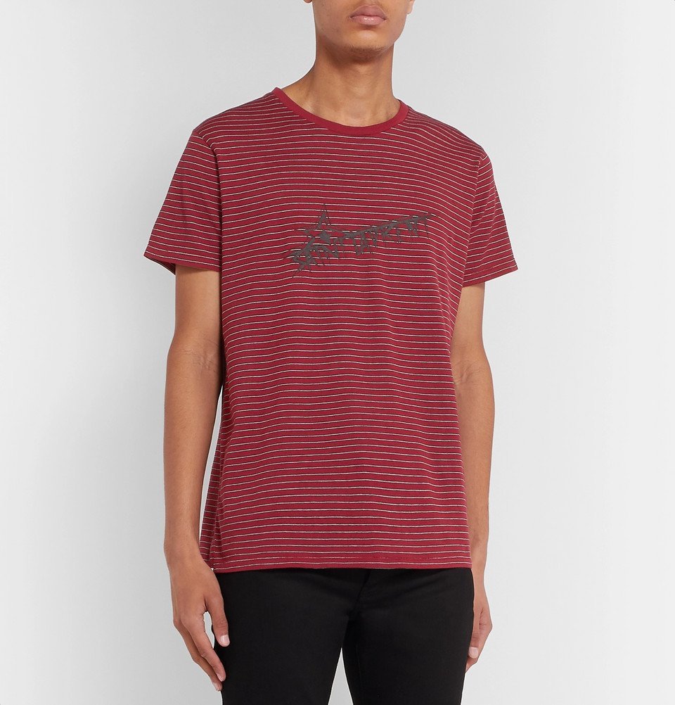 saint laurent red striped t shirt