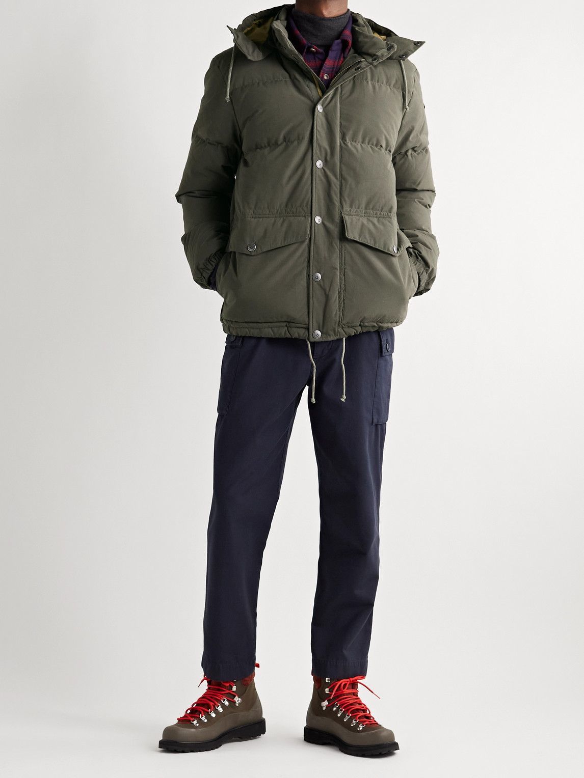 Faherty Quilted BrushedShell Hooded Down Jacket Green Faherty