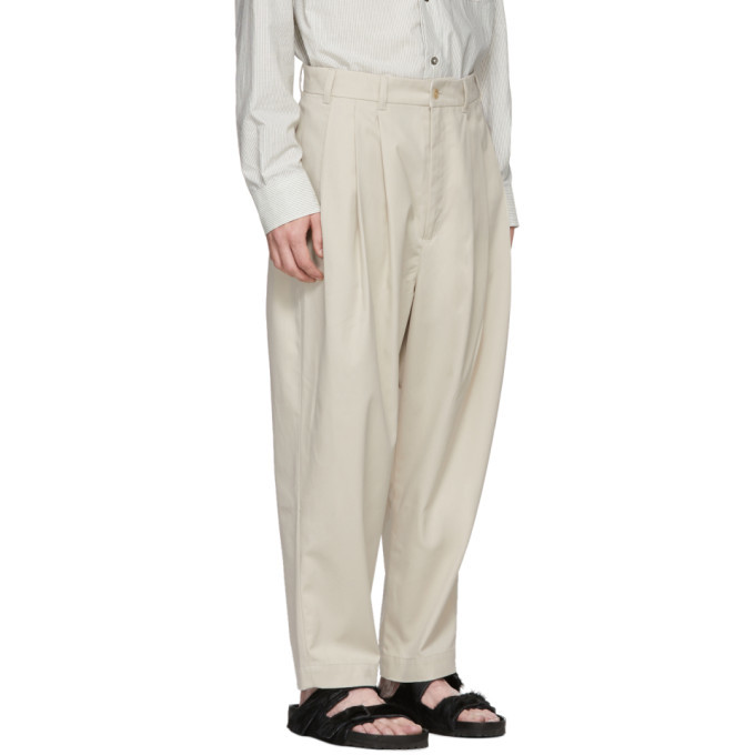 Hed Mayner Beige Four Pleat Trousers Hed Mayner