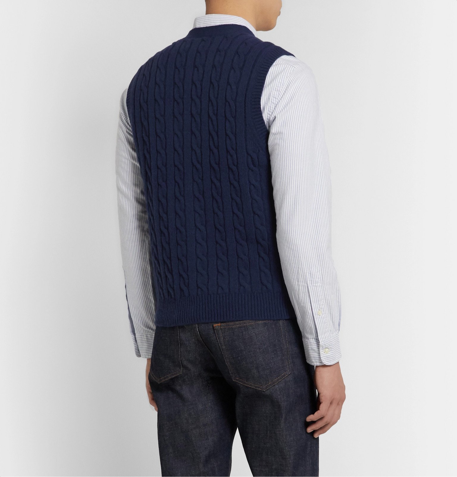 Polo Ralph Lauren - Slim-Fit Cable-Knit Wool and Cashmere-Blend Sweater Vest  - Blue Polo Ralph Lauren