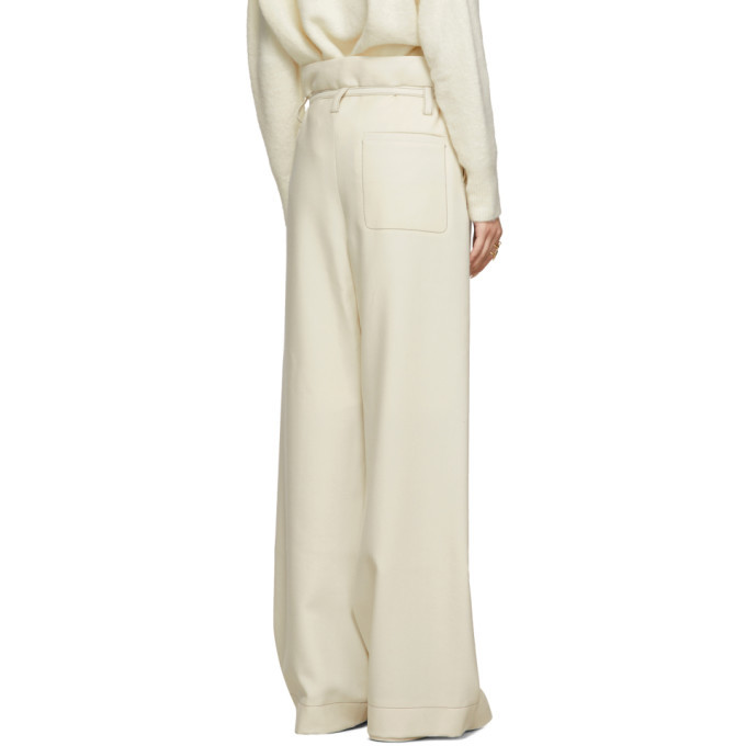 Marni White Beltd Flannel Trousers Marni