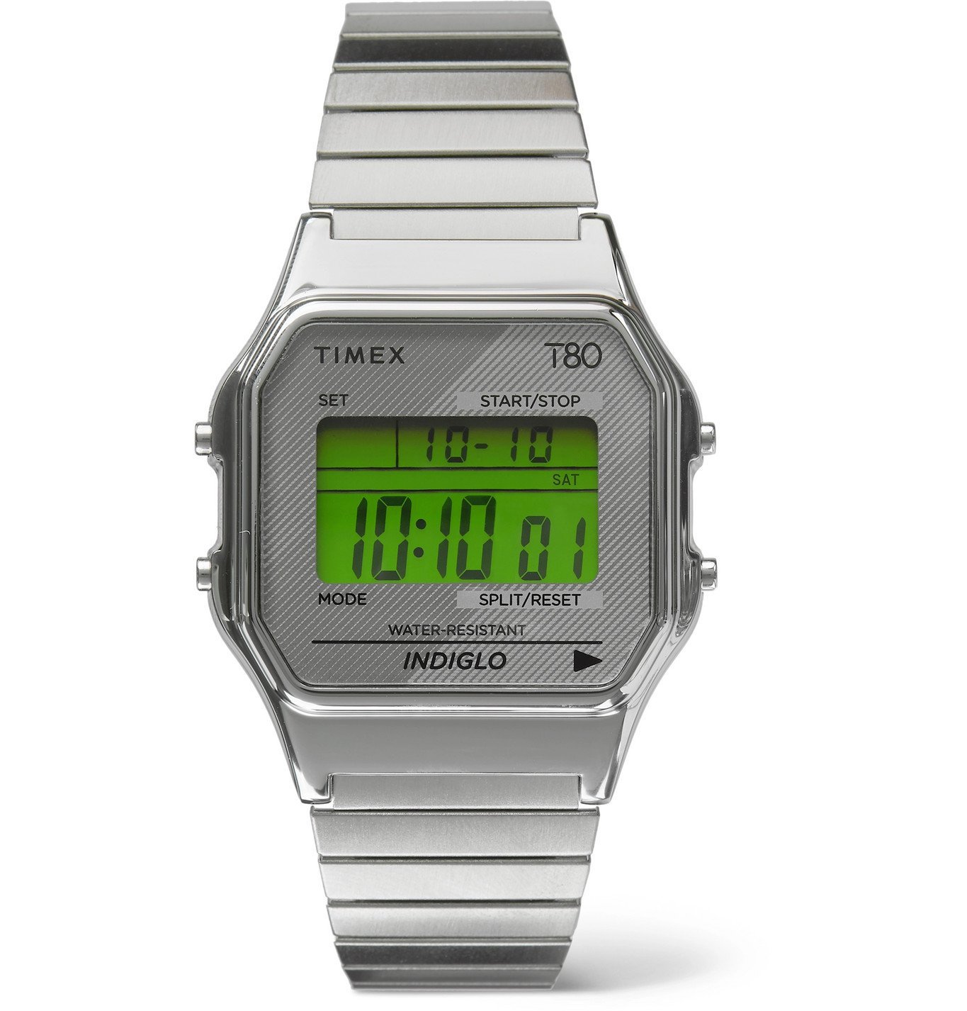 Timex - T80 34mm Stainless Steel Digital Watch - Green Timex