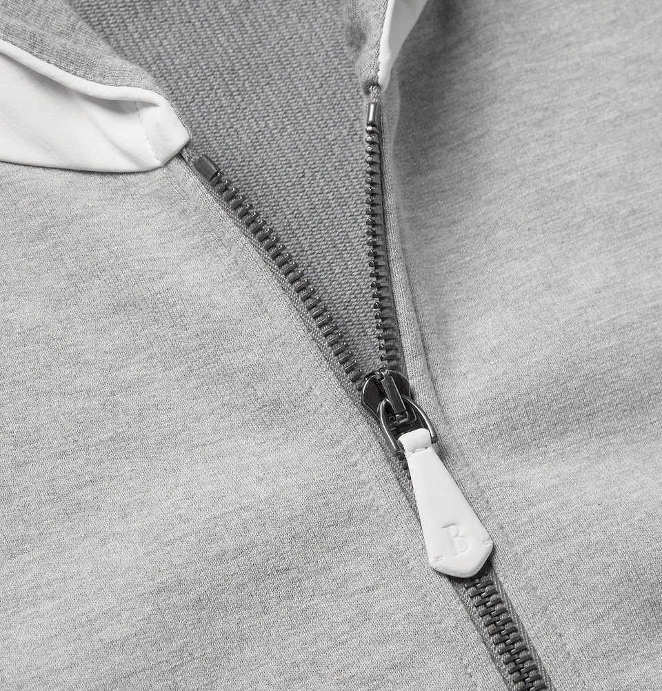 Berluti - Leather-Trimmed Loopback Cotton-Jersey Zip-Up Hoodie 