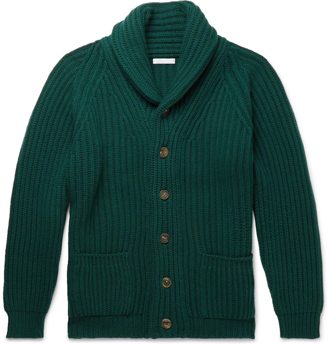 Anderson & Sheppard - Shawl-Collar Ribbed Cashmere Cardigan - Green ...