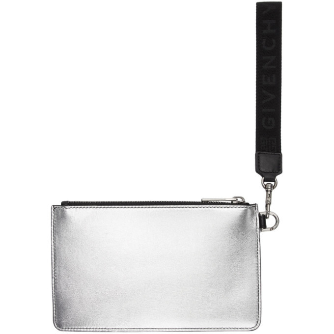 Givenchy Silver Mini Metallized Wrist Strap Pouch Givenchy