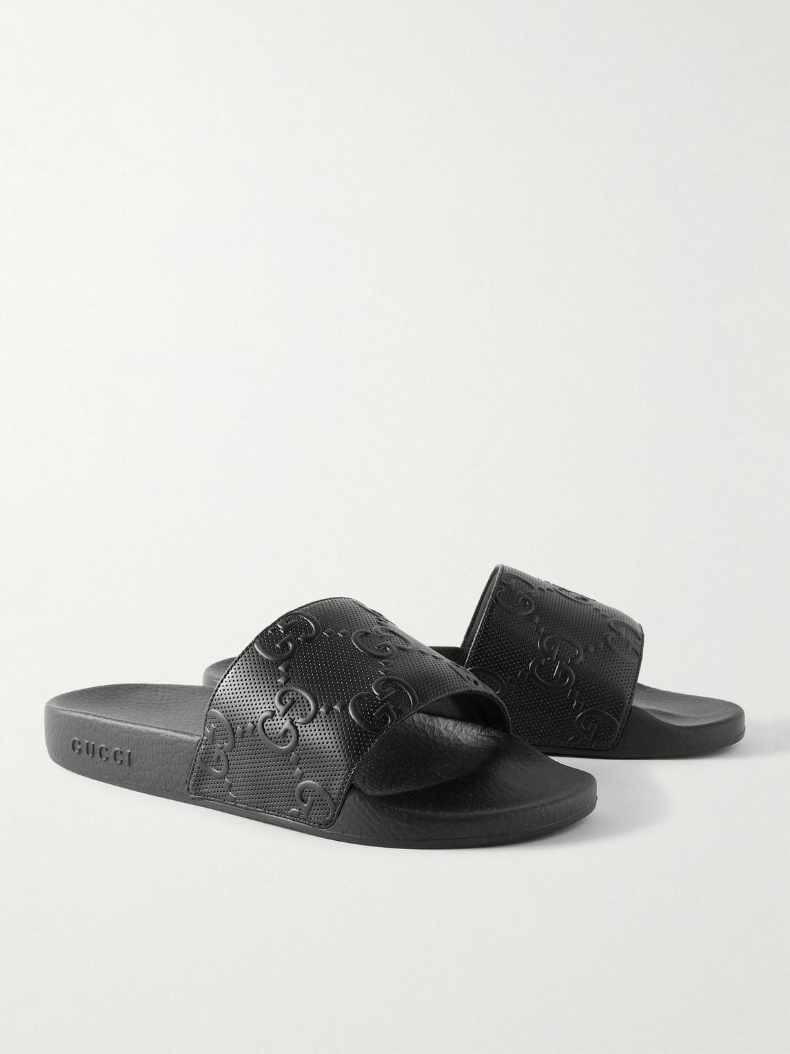 GUCCI Pursuit LogoEmbossed Rubber Slides Black Gucci