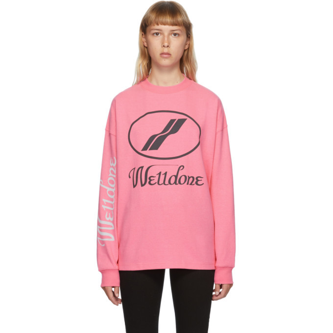We11done Pink Logo Long Sleeve T-Shirt We11done