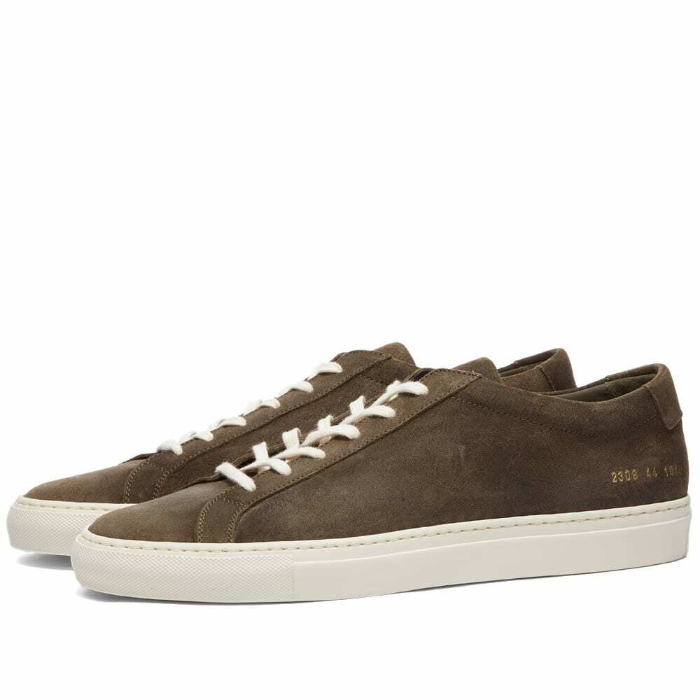 Photo: Common Projects Men's Achilles Low Waxed Suede Sneakers in Olive