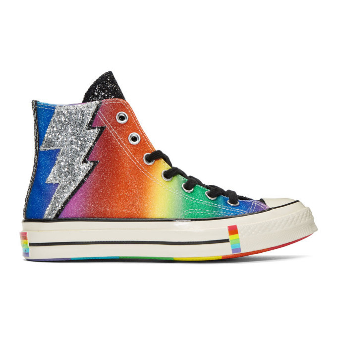 Converse Black and Multicolor Chuck 70 Pride High Sneakers Converse