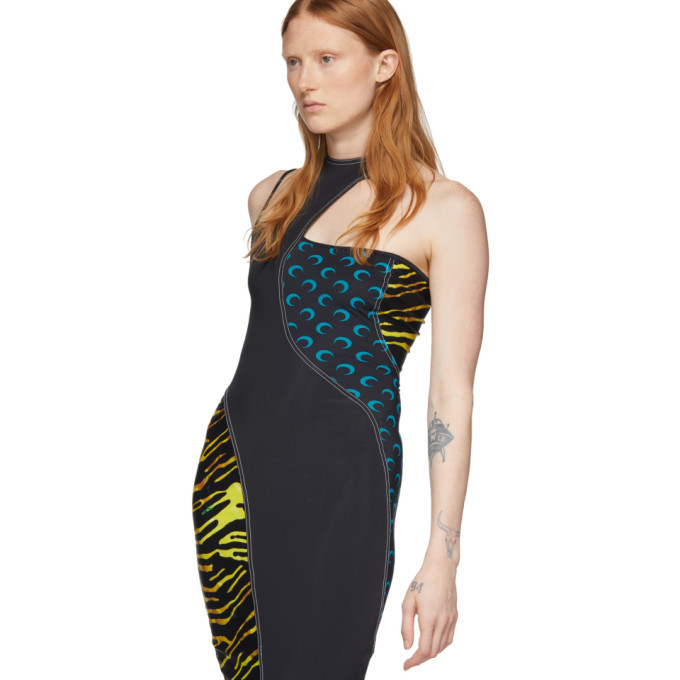Marine Serre Black Slim Cut-Out Dress 