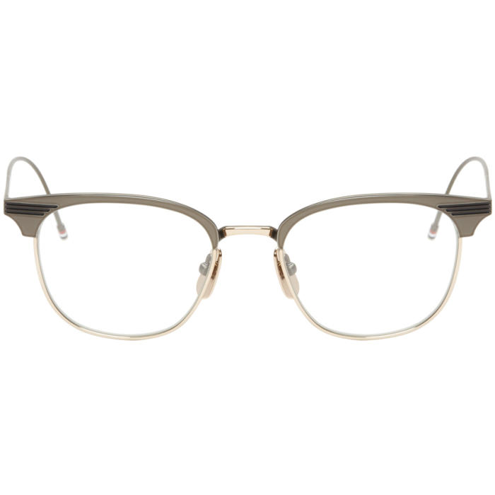 Thom Browne Gunmetal And Gold Round Tb 104 Glasses Thom Browne 