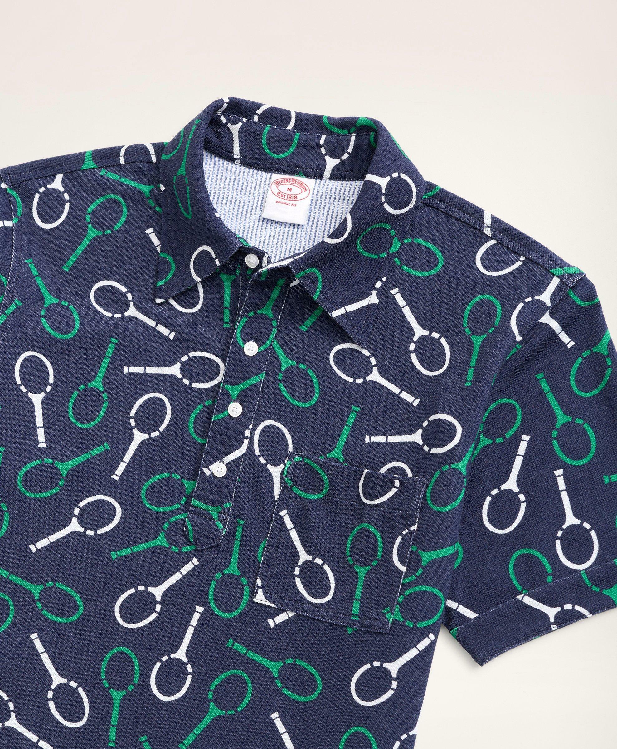 Brooks Brothers Men's Original Fit Knit Pique Racquet Print Polo Shirt | Navy