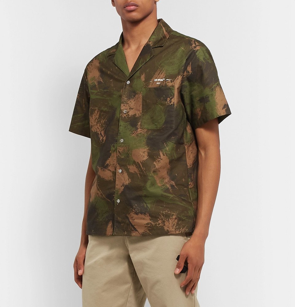 off white camp collar shirt