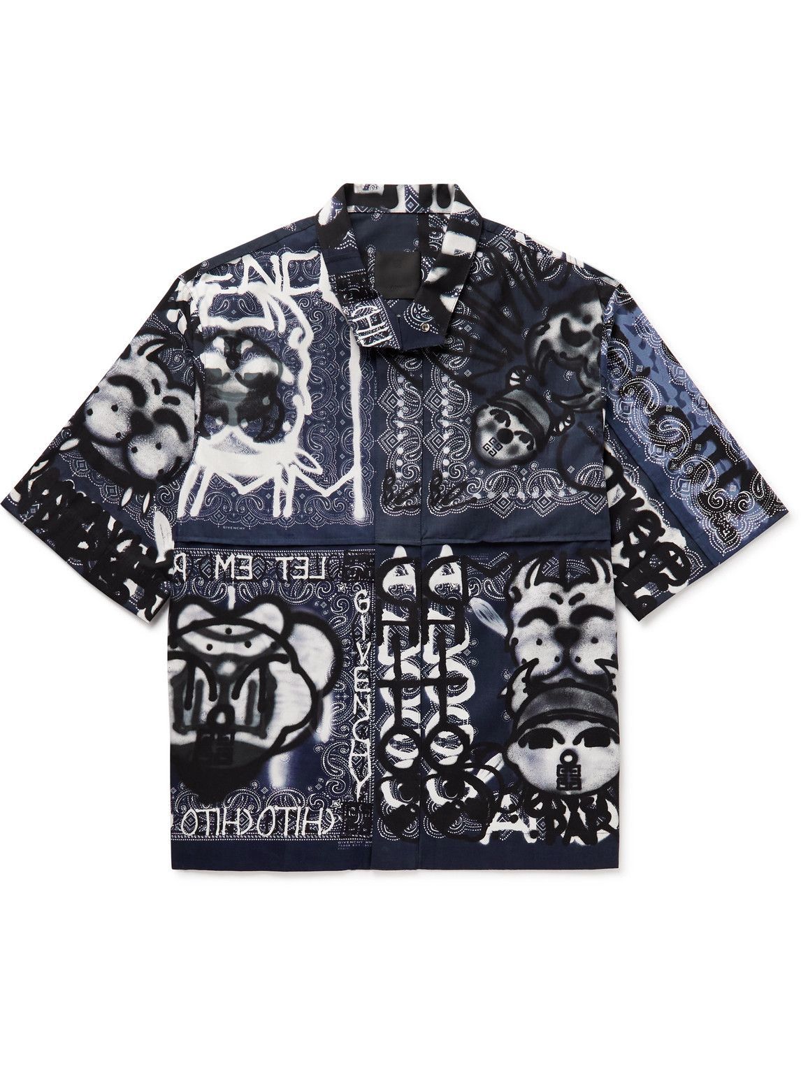 Givenchy - Chito Printed Cotton-Poplin Zip-Up Shirt - Blue Givenchy