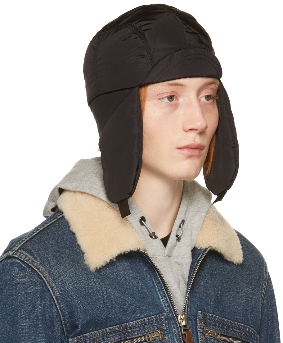 ZEGNA Black Quilted Aviator Hat Zegna